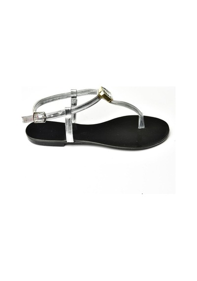 Fox Shoess272095209 Gümüş Parmak Arası Kadın Sandalet Gümüş