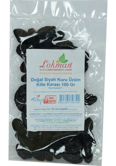 Lokman Avm Doğal Siyah Kuru Üzüm Kilis Karası 100 G