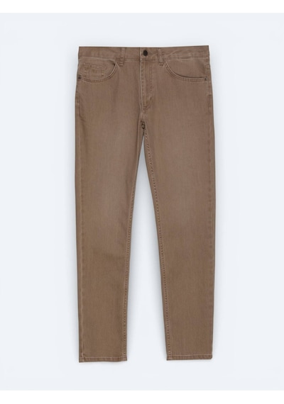 Kip Hardal Slim Fit Denim Pamuk Karışımlı Pantolon