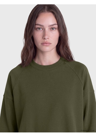 Lcw Modest Yeşil Oversize Kadın Kalın Sweatshirt Tunik