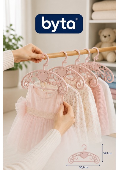 Princess 4'lü Bebek Elbise Askısı Dekoratif Pp Plastik Çocuk Ve Bebek Kıyafet Askı Seti Pembe