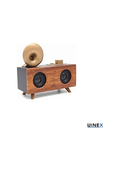 Winex Çift Hoparlörlü Gramafon Speaker Bluetooth Hoparlör Fm Radyo + Sd Kart + UsbA + 3.5 MM Aux Girişli