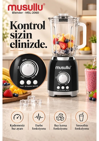 Musullu MSL-2060 800 W Cam Sürahi Retro Blender