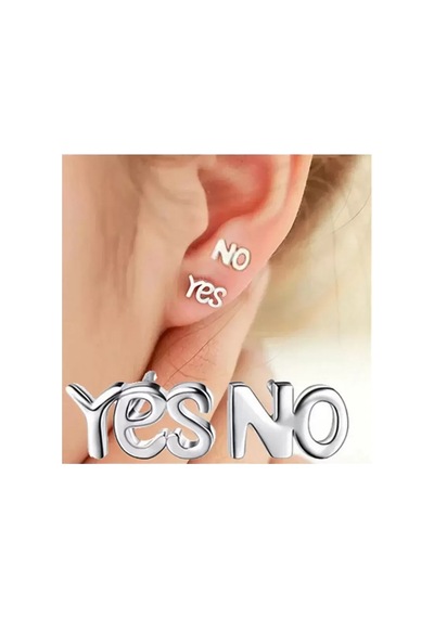 Küpe 925 Ayar Yes Ve No Saplamalı Gümüş Diğer