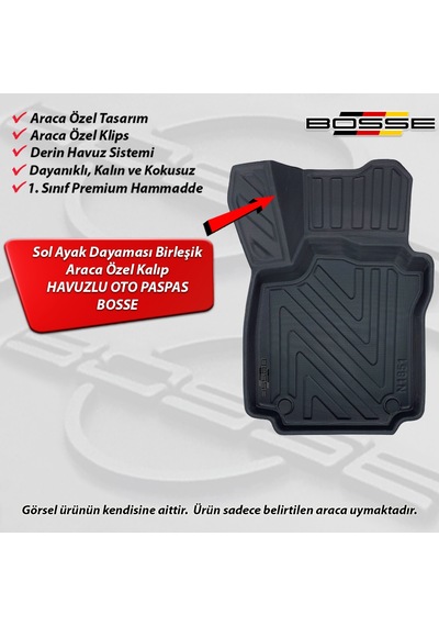 Renault Clio 4 Paspas Araca Özel 2012 2019 BOSSE 3D Havuzlu Oto Paspas
