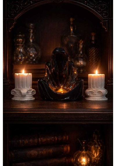 Dekoratif Obje Seti Gölgenin Prensi Biblo, 2 Sütun Mumluk-3 Tealight Mum Gotik Ve Şık Ev Dekoru Siyah - 856667581