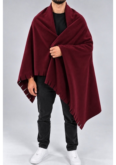 Parshey Polar Şal 70x170 Cm Unisex Sıcak Tutan Yumuşak Kenar Püsküllü Bordo