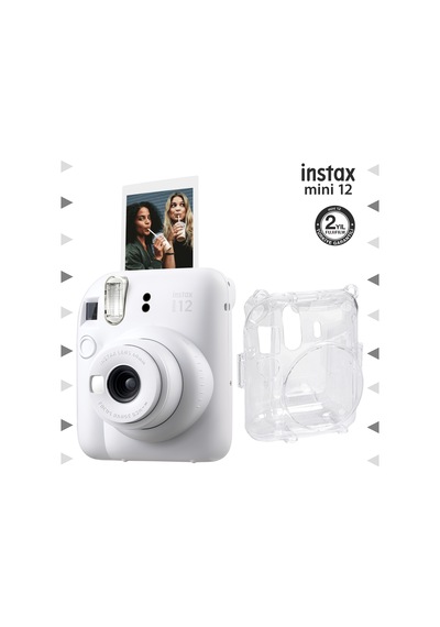 Fujifilm Instax Mini 12 Fotoğraf Makinesi + Şeffaf Kılıf Seti Beyaz