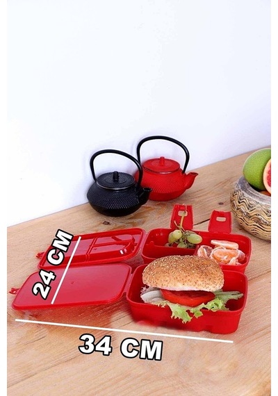 Lisanslı 4 Bölmeli Beslenme Kutusu Yemek Saklama Kabı - Beslenme Çantası Çocuk Piknik Seti Mama Kabı Speed Master