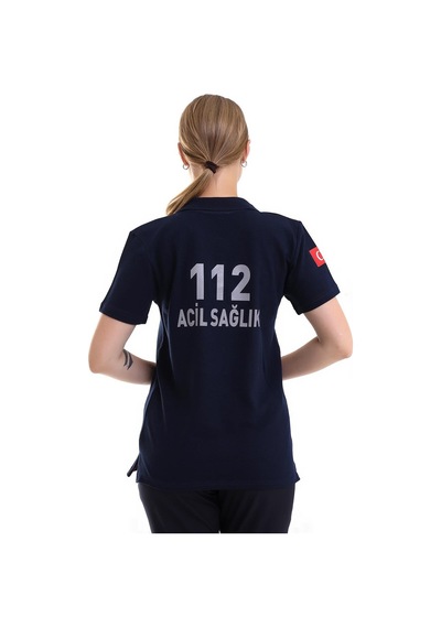 112 Yakalı Tshirt Kısakol - Lacivert-6546