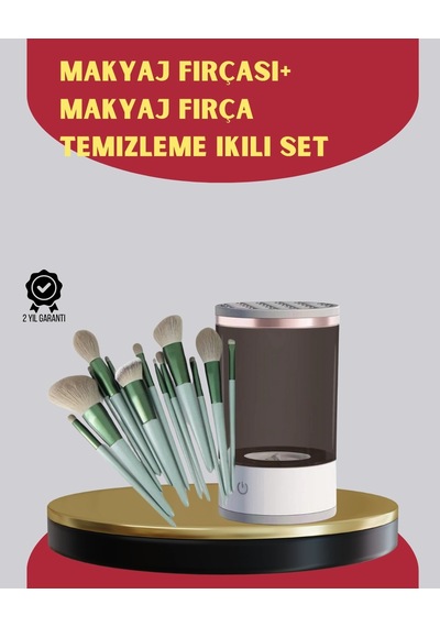 Profesyonel 13 Lü Makyaj Fırçası + Usb Fırça Temizleyici İkili Set