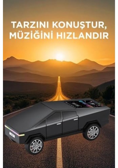 D68 Cybertruck Araba Tasarımlı Led Ekranli Radyolu Bluetooth Hoparlör 15w Güçlü Ses Rgb Led/tws/usb D68 Siyah