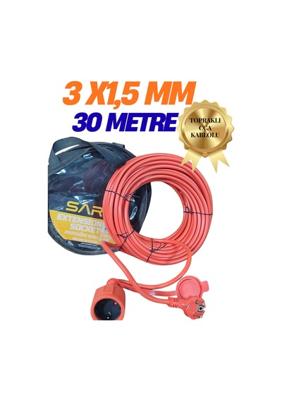 Klc 30 Metre Uzatma Kablosu 3x1.5 Mm Tekli Grup Fiş Priz Topraklı Kablolu Kapaklı Monofaze Ev Tipi T Turuncu 15 M Ve Üzeri Klc 30 Metre Uzatma Kablosu 3x1.5 Mm Tekli Grup Fiş Priz Topraklı Kablolu Kapaklı Monofaze Ev Tipi T Turuncu 15 M Ve Üzeri