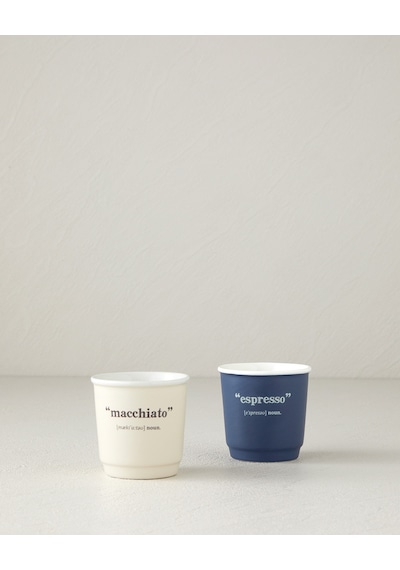English Home Phoebe New Bone China 2 Parça 2 Kişilik Espresso Fincan 90 Ml Lacivert - Krem Lacivert - Krem
