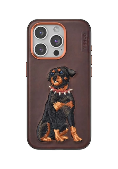 Venco Apple İphone 15 Pro Perma Desenli Kapak - Koyu Kahve