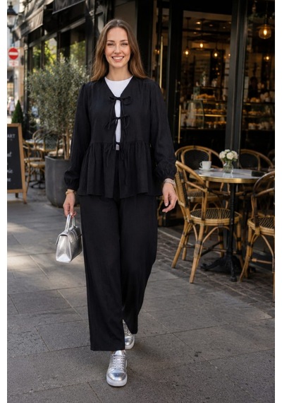 Hb Harma Time Butik Kadın Bağlamalı Çilek Kumaş Siyah Tunik Pantolon İkili Takım Siyah Siyah Hb Harma Time Butik Kadın Bağlamalı Çilek Kumaş Siyah Tunik Pantolon İkili Takım Siyah Siyah