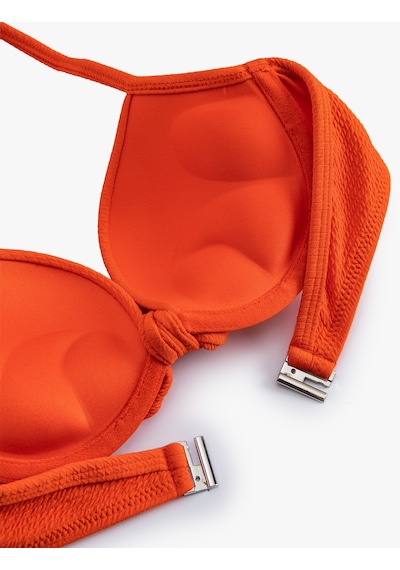 Koton Push Up Bikini Üstü Dokulu Bağlama Detaylı Balenli Turuncu 4sak10065mm Turuncu