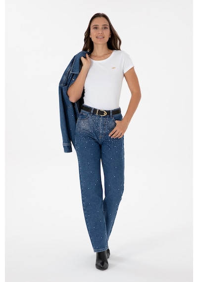 U.S. Polo Assn. Kadın Mavi Straight Fit Jean Pantolon 50312351-DN0022