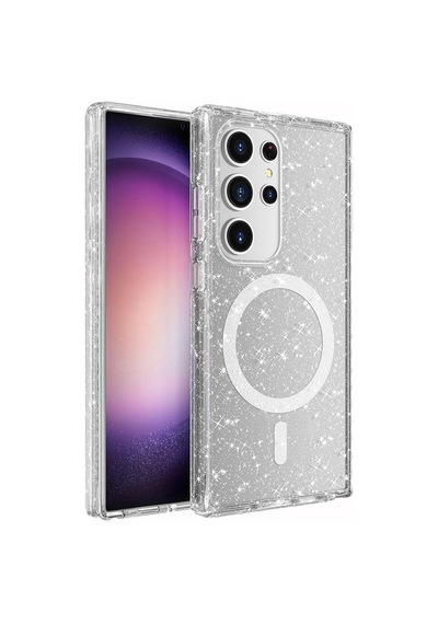 Samsung Uyumlu Galaxy S24 Ultra Kılıf Magsafe Şarj Özellikli Parlayan Simli Saydam Renkli Allstar Kapak