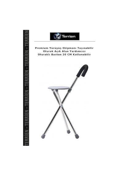 Premium Yürüyüş Ekipmanı Taşınabilir Oturak Açık Alan Yardımcısı Oturaklı Baston 20 Cm Katlanabilir