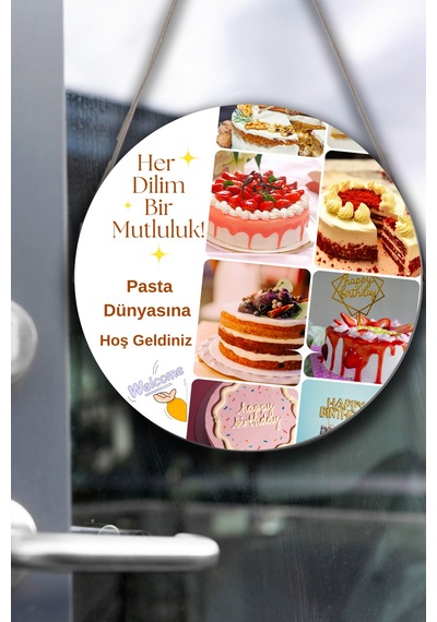 Pastane Salonu Duvar, Kapı, Tek Taraflı Askılı Pano Karşılama Tabelası, Pasta Dükkan Süsü