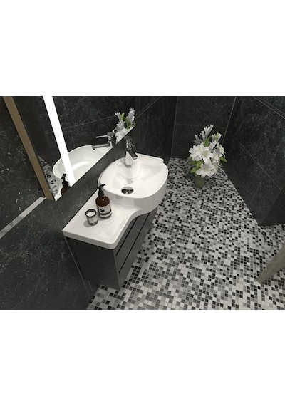 Turkuaz Seramik Cerastyle (Harmony) Mobilya Uyumlu Etajerli Lavabo 80 CM