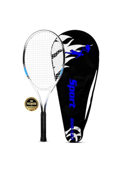 Deluxe 27 İnç Tenis Raketi Çantalı Yetişkin Tennis Racket L2 Grip 68 Cm Mavi 527