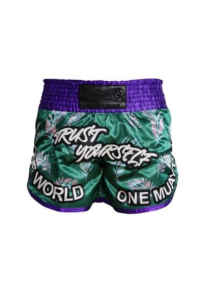Dragondo Mt3407 One World Muay Thai Şortu Nakışlı Şort Yeşil