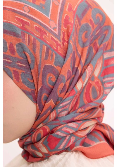 Silk Home Dört Mevsim Antik Motif Viskon Velora Eşarp 6420 Yavruağzı