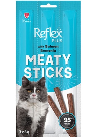 Reflex Plus Meaty Sticks Somonlu Tahılsız Kedi Ödül Çubuğu 3 x 5 G