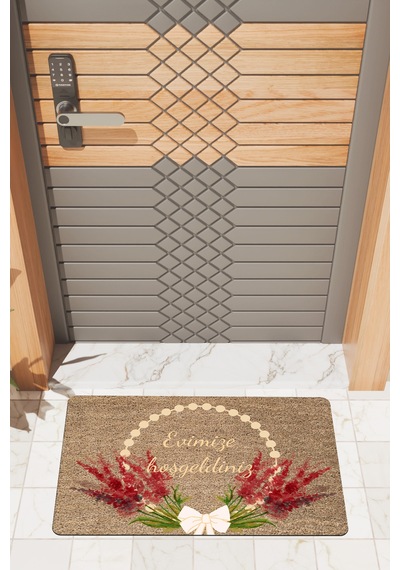Rugmood Modern Dijtal Baskı Yuvarlak Motifli Hoşgeldiniz Kapı Önü Paspası Çok Renkli