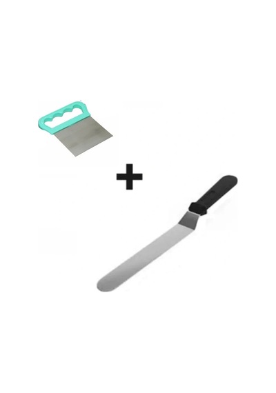 Ers 2li Set Hamur Şekillendirici Eğik Pasta Spatulası Ve Metal Hamur Kesici Kazıyıcı Spatula Çok Renkli