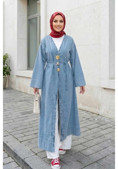 Hb Harma Time Butik Kadın Rüveyda Tokalı Açık Kot Mavi Kap Mavi Mavi