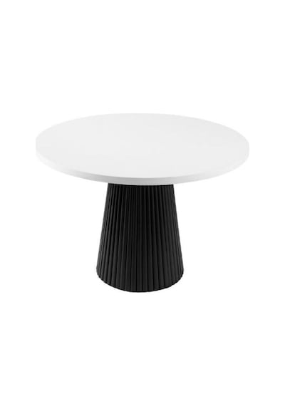 Milas Natural Ahşap Bohem Yemek Masası 130x130 Beyaz - Siyah