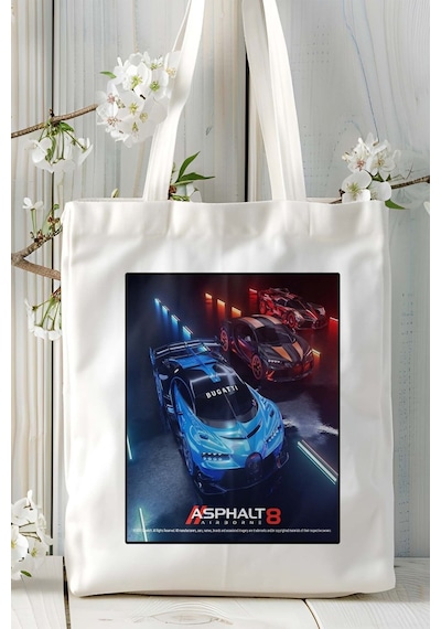 Art Hediye Asphalt Legends Mobil Oyun Baskılı Bez Çanta Omuz Çantası Çift Tafaflı Baskı Kişiye Özel 8 Çok Renkli