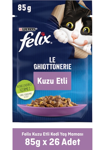 Purina Felix Pouch Kuzu Etli Yetişkin Kedi Maması 26 x 85 G