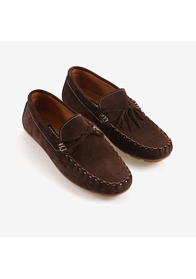 Kemal Tanca Erkek Kauçuk Tabanlı Süet Loafer A9407 Kahverengi