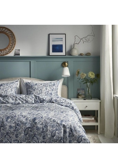 Ikea Rodgersıa Çift Kişilik Nevresim Takımı 220 X 240 Cm Lacivert - Beyaz