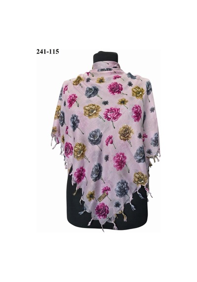 Dolce Cotton Desenli Sökme Boncuklu Eşarp 241-115 Çok Renkli