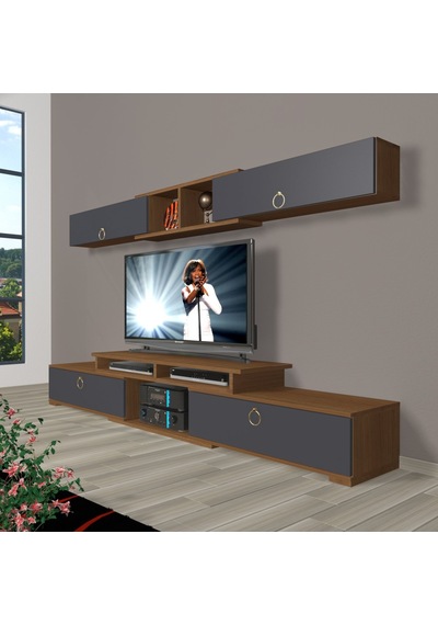 Decoraktiv Flex 5130 Mdf Gold Tv Ünitesi Tv Sehpası Ceviz - Antrasit