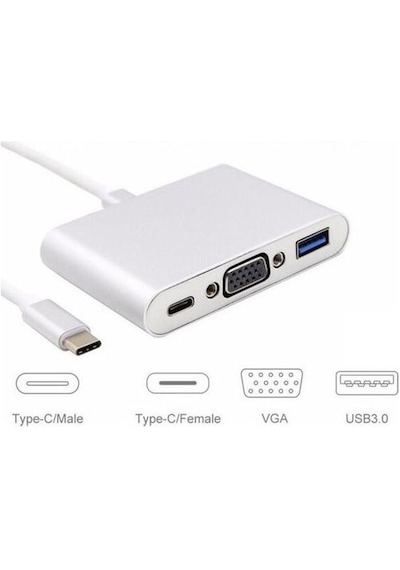 Usb 3.1 Type C To Vga Usb 3.0 4961P Çevirici Dönüştürücü Adaptor