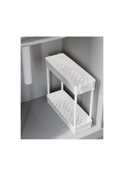 Çok Amaçlı 2 Katlı Evye Altı Düzenleyici Askılı Banyo Organizer Raf 0