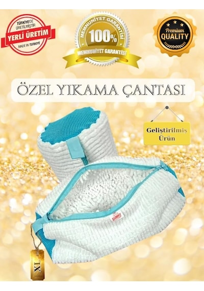 Çok Amaçlı Yıkama Çantası Ve Kurutma Filesi, 2'si 1 Arada Takım, Mavi, Xl Boyut Çok Renkli