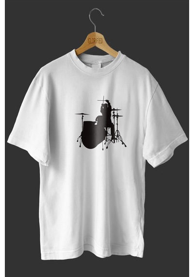 Noıssey -wed Baterist Tasarım Baskılı Oversize T-shirt Tişört Beyaz