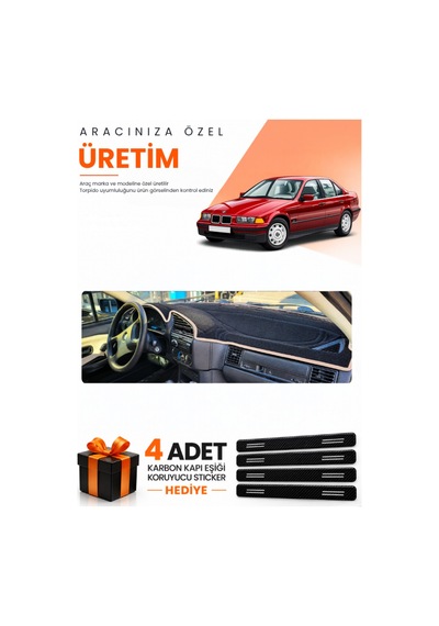 Bmw 3.20i E36 Aırbagsiz 1990-2000 Uyumlu Torpido Koruma Örtüsü Oto Kılıfı - Siyah Bej