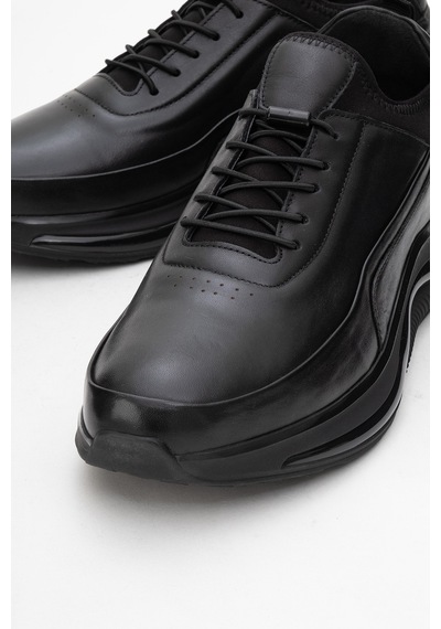 Dericlub Erkek Kalın Taban Comfort Sneaker Gerçek Deri Cr 2440 Siyah