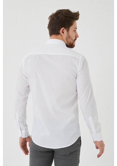 Bawcompany Slim Fit Düz Erkek Gömlek Beyaz
