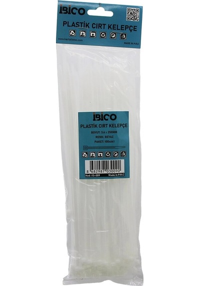 100pcs Beyaz 3.6x250mm Plastik Cırt Kelepçe 5468