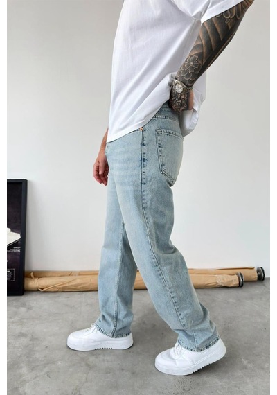 Eskitme Buz Mavi Soft Degrade Baggy Pantolon