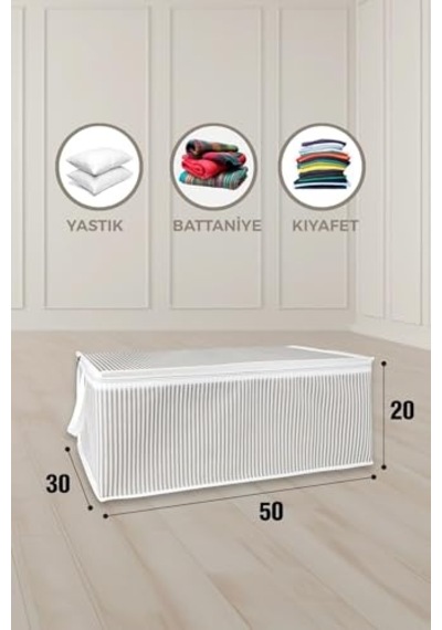 Pazar Kapısı Baza Altı Düzenleyici Kumaş Hurç 50 X 30 X 20 3 Adet Gri